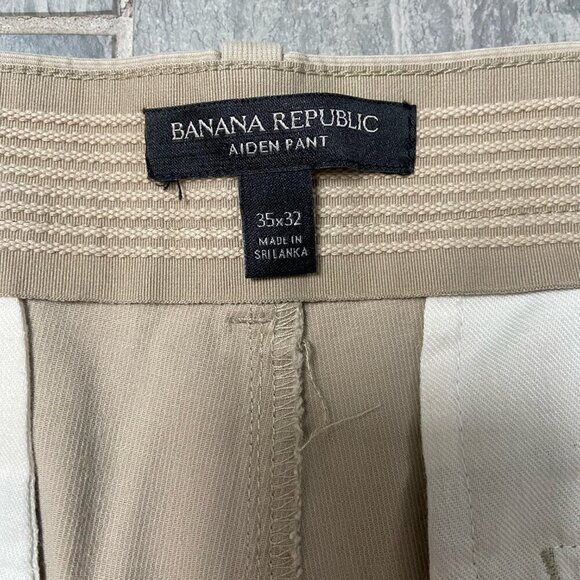 Banana Republic Aiden Pants Chinos Khakis Tan 35X32 - Picture 2 of 6